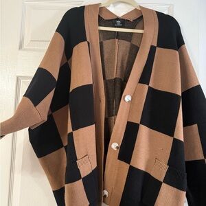 Dressed in LaLa Black and Brown Checkered Cardigan